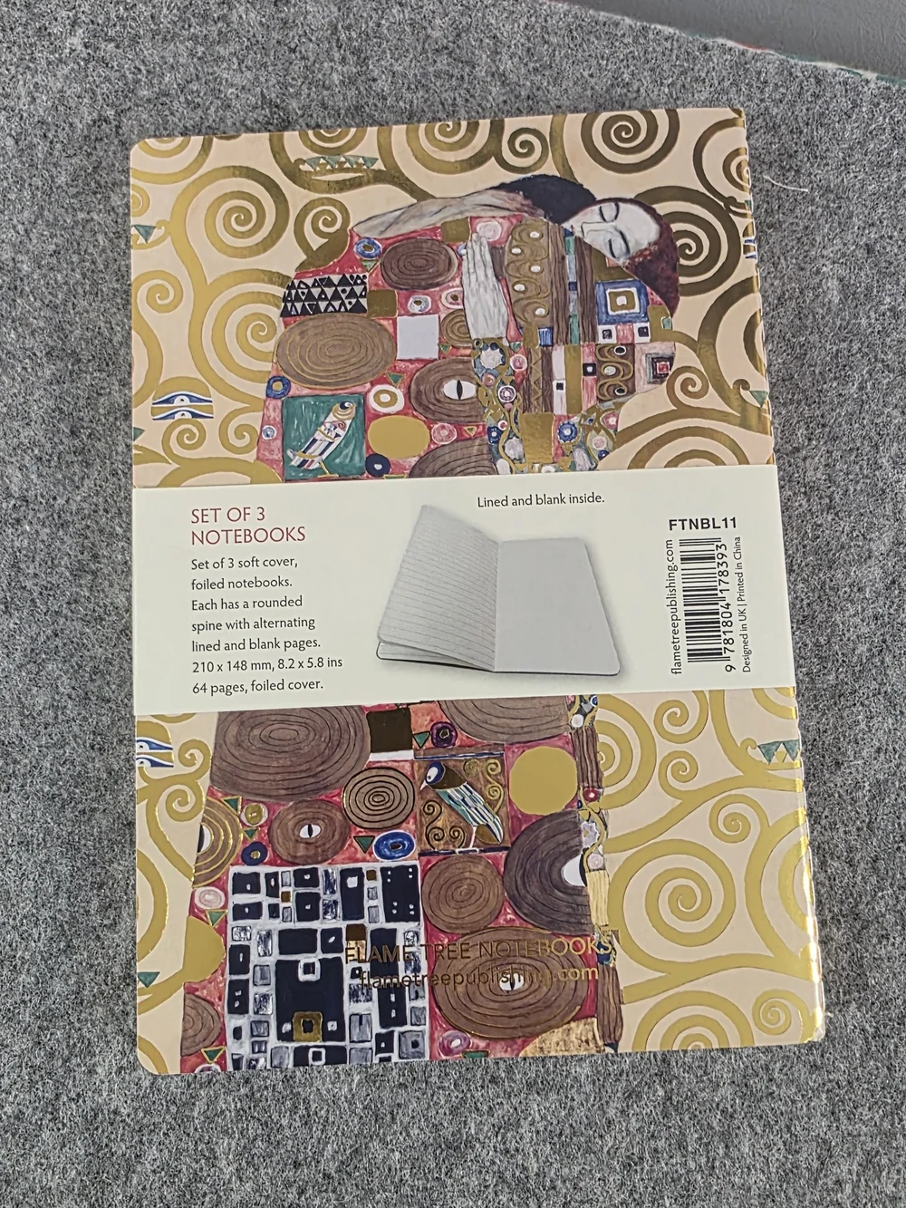 Gustav Klimt Set of 3 Gold Notebooks